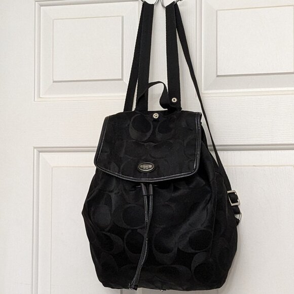 Coach Women's Backpack Signature  C Nylon Black - Picture 1 of 14